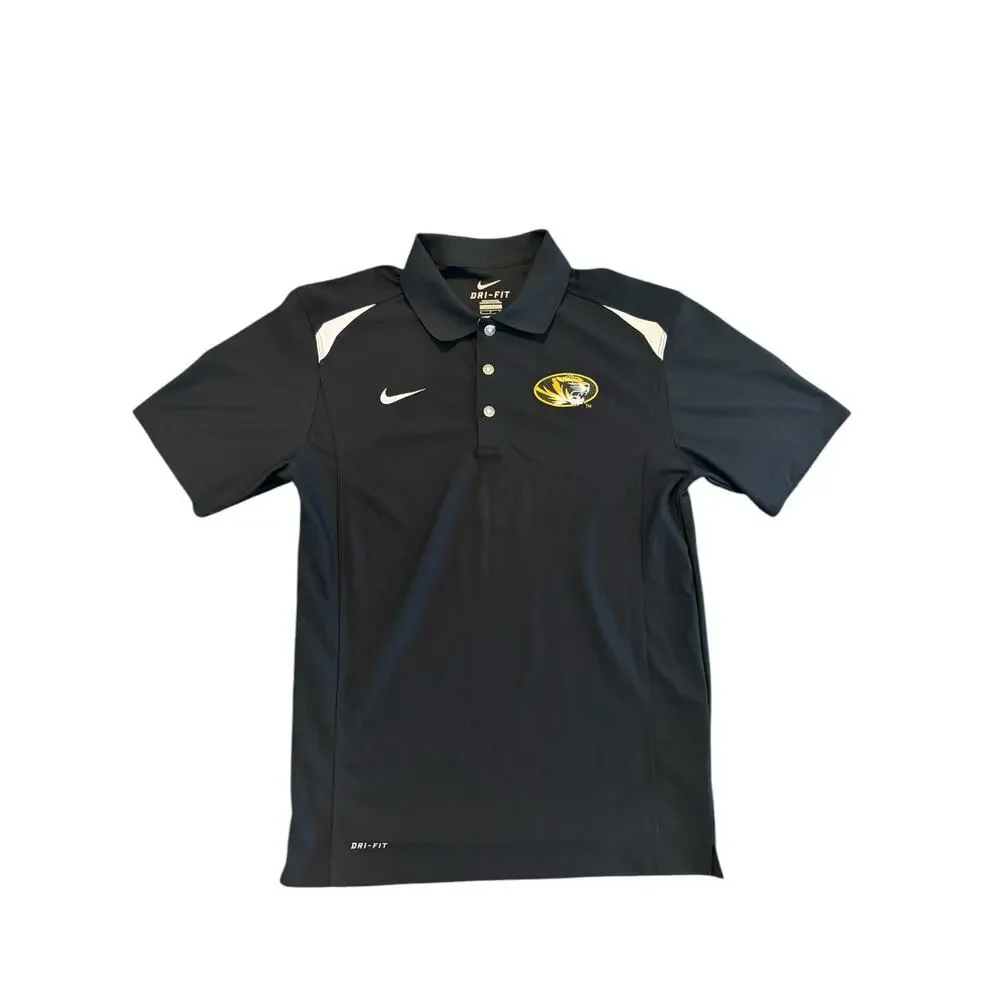 NEW Nike Dri-FIT Missouri Tigers Polo Shirt Men’s Small Black Collegiate Logo